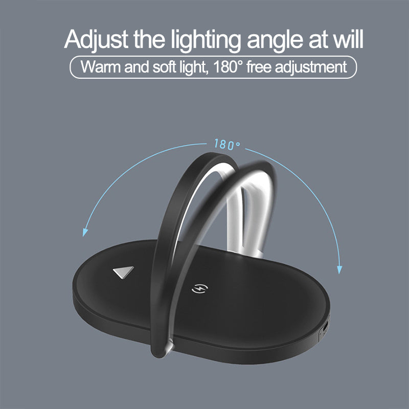 3-in-1 Foldable Wireless Charger with LED Night Light & Reading Lamp – 15W Fast Charging