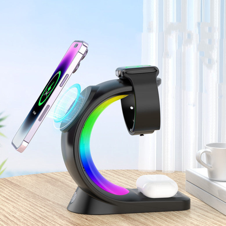 4-in-1 Magnetic Wireless Charging Station – Fast Charger with Atmosphere Light