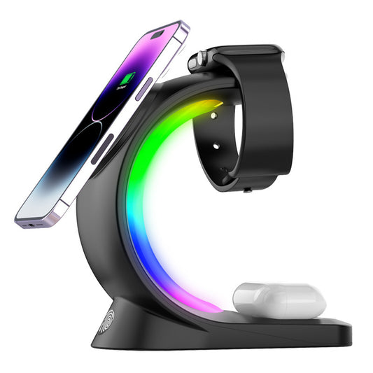 4-in-1 Magnetic Wireless Charging Station – Fast Charger with Atmosphere Light