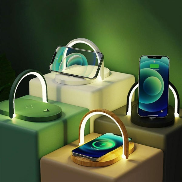 3-in-1 Foldable Wireless Charger with LED Night Light & Reading Lamp – 15W Fast Charging
