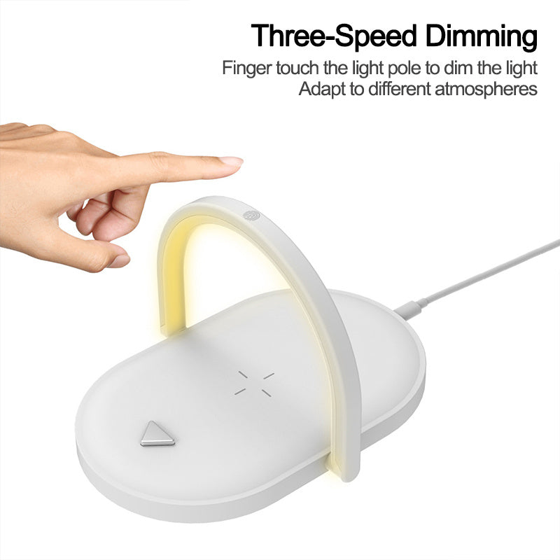3-in-1 Foldable Wireless Charger with LED Night Light & Reading Lamp – 15W Fast Charging