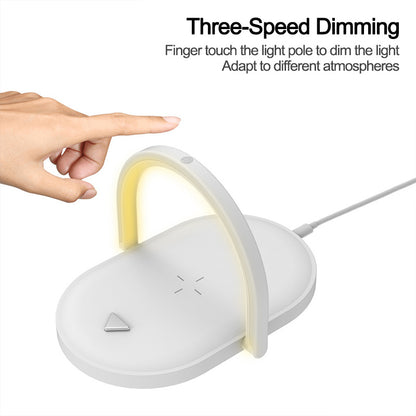 3-in-1 Foldable Wireless Charger with LED Night Light & Reading Lamp – 15W Fast Charging