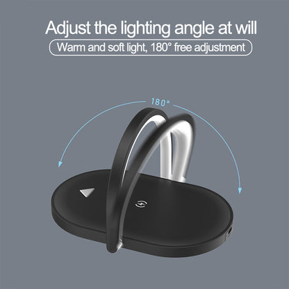 3-in-1 Foldable Wireless Charger with LED Night Light & Reading Lamp – 15W Fast Charging