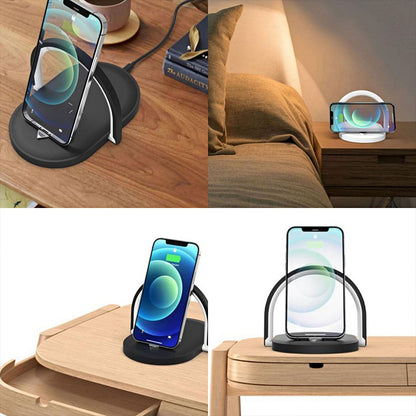 3-in-1 Foldable Wireless Charger with LED Night Light & Reading Lamp – 15W Fast Charging
